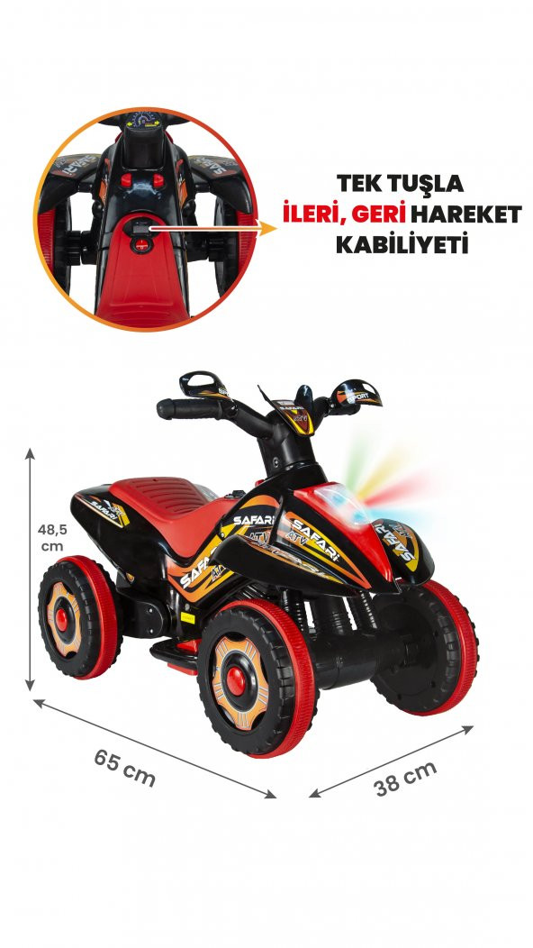 UJ Toys Müzikli ve Led Işıklı Safari Akülü Atv 6V-Siyah ürün görseli 1