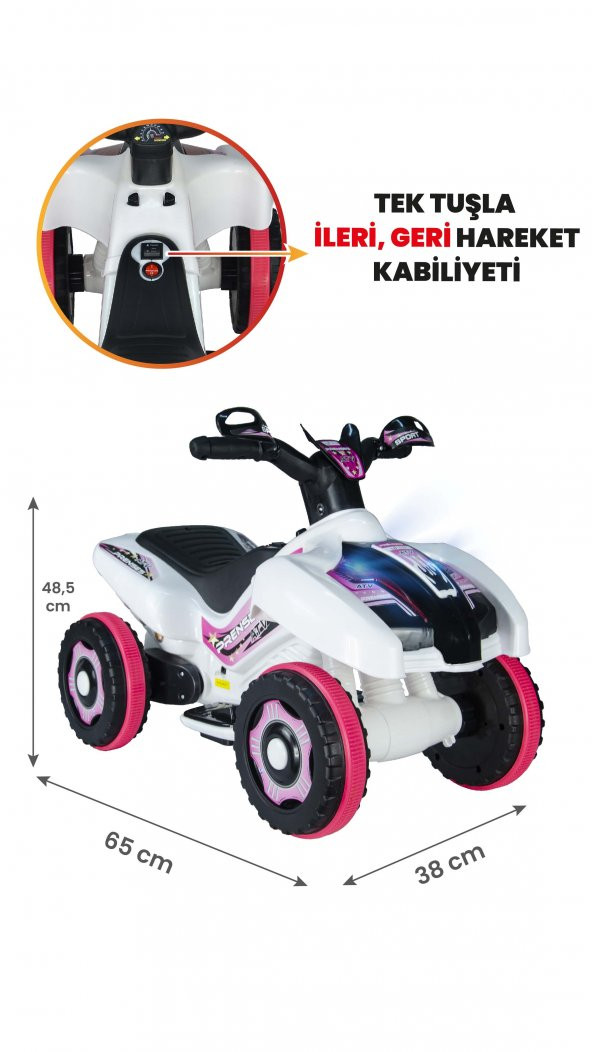 Uj Toys Müzikli Ve Led Işıklı Ranger Akülü Atv 6V-Beyaz Prenses ürün görseli 1