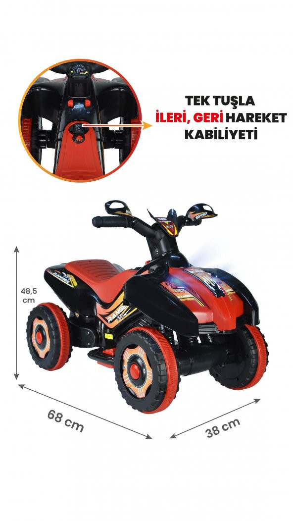 Uj Toys Müzikli Ve Led Işıklı Ranger Akülü Atv 6V-Siyah ürün görseli 1