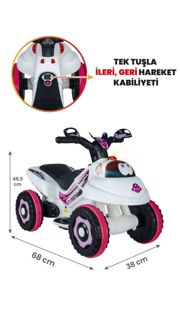 UJ Toys Müzikli ve Led Işıklı Karınca Akülü Atv 6V-Beyaz Prenses ürün görseli 1