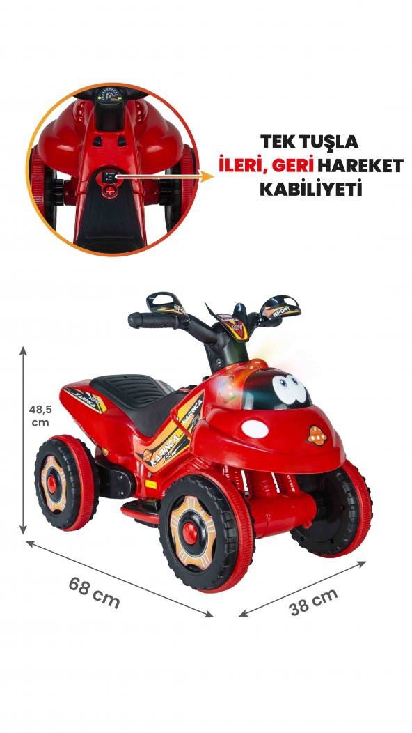 Uj Toys Müzikli Ve Led Işıklı Karınca Akülü Atv 6V-Kırmızı ürün görseli 1