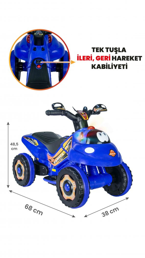 UJ Toys Müzikli ve Led Işıklı Karınca Akülü Atv 6V-Mavi ürün görseli 1