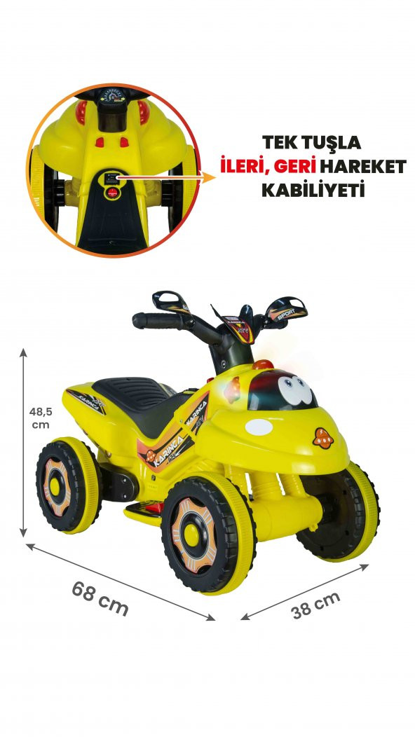 UJ Toys Müzikli ve Led Işıklı Karınca Akülü Atv 6V-Sarı ürün görseli 1