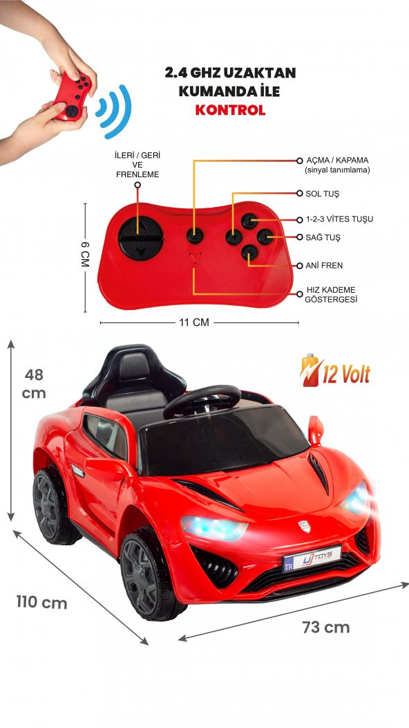 UJ Toys Jagor Akülü Araba 12V-Kırmızı ürün görseli 1