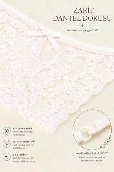 Kadın Dantelli Tanga İpli String Külot - Resim 11
