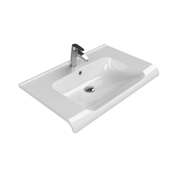 Turkuaz Cerastyle Anova Etajer Uyumlu Beyaz Lavabo 80x50 Cm 090700-u ürün görseli 1