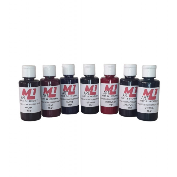 M1 ART EPOKSİ ULTRA PİGMENT PASTA 50.gr X 7 adet  Opak & Transparan Sıvı Pigment Boya  KOYU SERİ ürün görseli 1