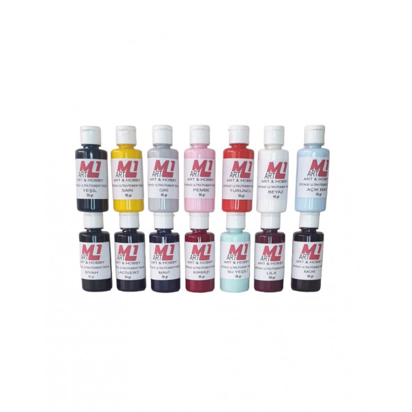 M1 ART EPOKSİ ULTRA PİGMENT PASTA 50.gr X 14  adet  Opak & Transparan Sıvı Pigment Boya ürün görseli 1