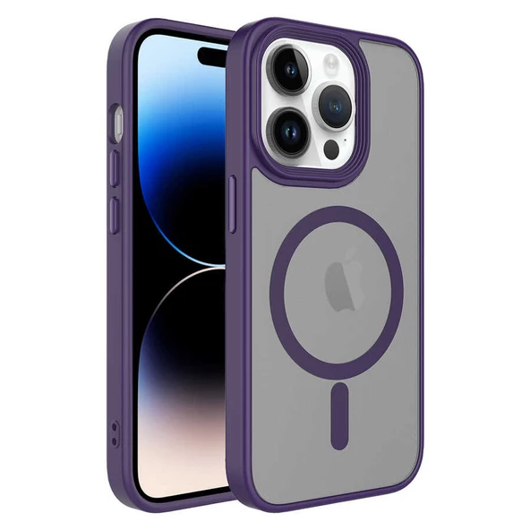 Apple iPhone 13 Pro Kılıf Mat Arka Yüzey Wireless Şarj Özellikli Zore Flet Magsafe Kılıf ürün görseli 1