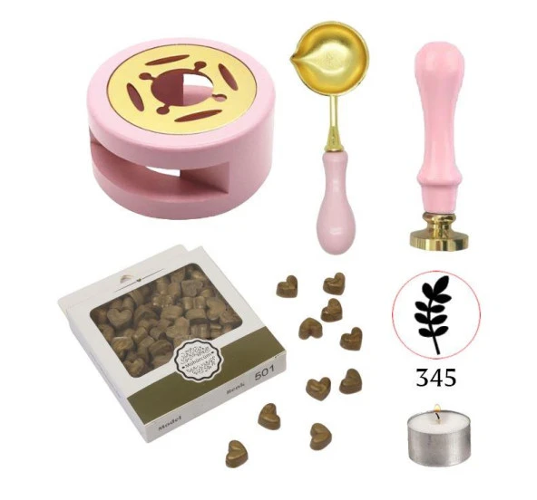 Davetiye Mum Mühürü Uygulama Seti Pembe Renk 337 Bahar Dalı ürün görseli 1