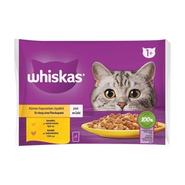 Whiskas Pouch Kümes Hayvanlı Tavuk Hindi Kedi Konserve 4 x 85 Gr ürün görseli 1