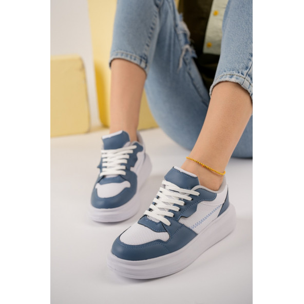 Tstore kadın Beyaz indigo günlük spor ayakkabı sneaker 0002 ürün görseli 1