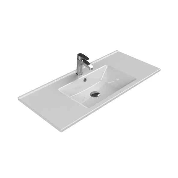 Turkuaz Cerastyle Arte Etajer Uyumlu Beyaz Lavabo 100x45 Cm 067600-u ürün görseli 1