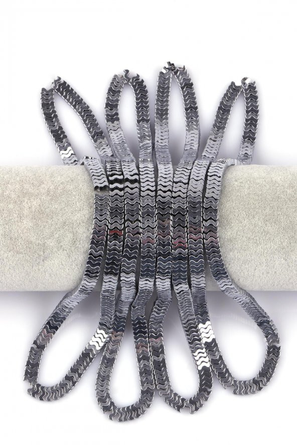 Gümüş Gri Renk Hematit Doğal Taş Dizi 7 x 1 mm W Kesim ürün görseli 1