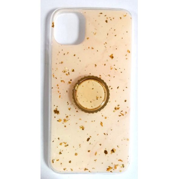 Apple iphone 11 Yüzüklü Simli Lüks Gold Kılıf ürün görseli 1