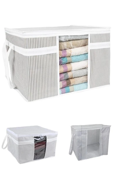 Onikiden Pencereli Hurç, Yastık Havlu Kazak Çamaşır Saklama Çantası Organizer 40x45x30cm 1 Adet ürün görseli 1