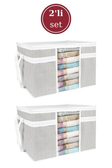 Onikiden Pencereli Hurç, Yastık Havlu Kazak Çamaşır Saklama Çantası Organizer 40x45x30cm 2 Adet ürün görseli 1