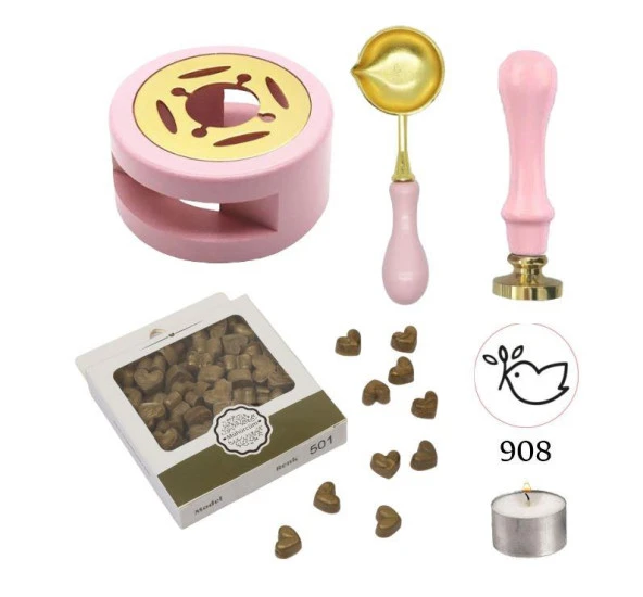 Davetiye Mum Mühürü Uygulama Seti Pembe Renk 908 Barış Güvercini ürün görseli 1