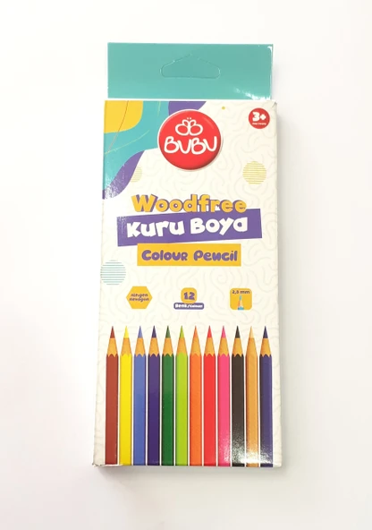 BU-BU WOODFREE KURU BOYA TAM BOY 12 RENK ürün görseli 1