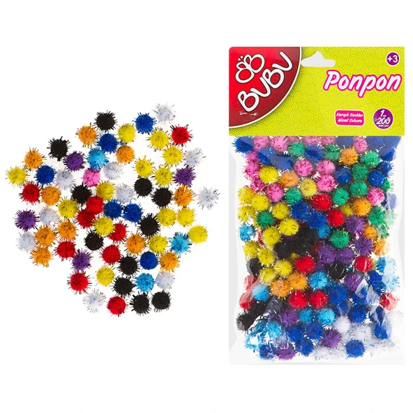 BU-BU PONPON SİMLİ 1 CM.200'LÜ KARMA ürün görseli 1