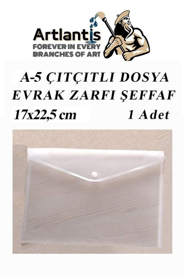 A5 Çıtçıtlı Dosya Şeffaf 1 Adet A-5 Çıtçıtlı Zarf Dosya Transparan 17x22.5 cm Küçük Boy Çıtçıtlı Dosya ürün görseli 1