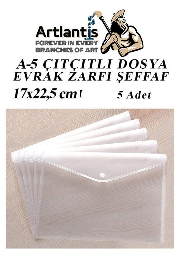 A5 Çıtçıtlı Dosya Şeffaf 5 Adet A-5 Çıtçıtlı Zarf Dosya Transparan 17x22.5 cm Küçük Boy Çıtçıtlı Dosya ürün görseli 1