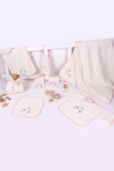 Unicorn Nakışlı Yenidoğan Bebek Hastane Çıkış Seti 8 Parça ürün görseli 1