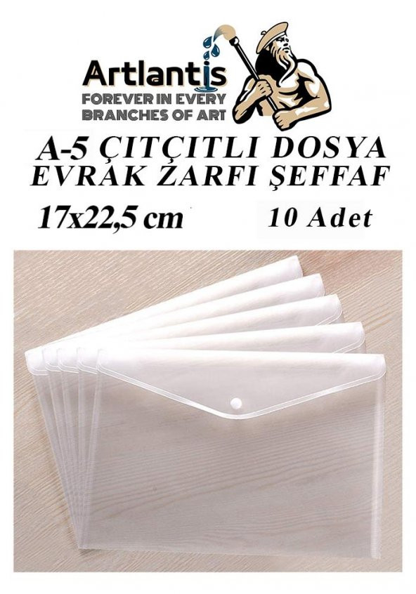 A5 Çıtçıtlı Dosya Şeffaf 10 Adet A-5 Çıtçıtlı Zarf Dosya Transparan 17x22.5 cm Küçük Boy Çıtçıtlı Dosya ürün görseli 1