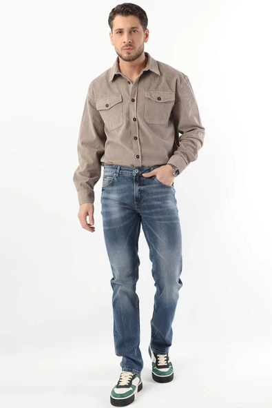 Erkek Regular Fit Jean Pantolon Mavi - Resim 3