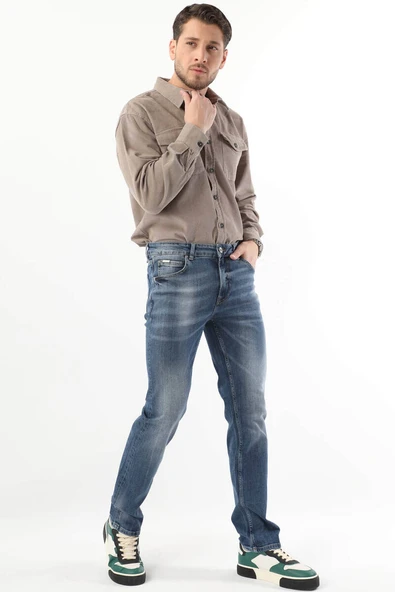 Erkek Regular Fit Jean Pantolon Mavi - Resim 2