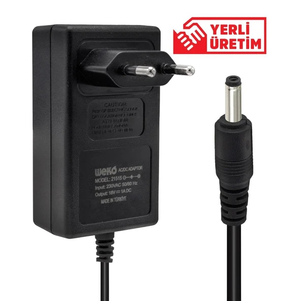 Ayt Weko 18 Volt 1 Amper 3.5 1.35 Uçlu Yerli Üretim Priz Tipi Adaptör ürün görseli 1