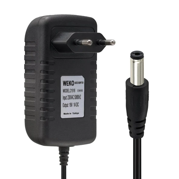 WEKO 18 VOLT - 1 AMPER 5.5*2.5 UÇLU YERLİ ÜRETİM PRİZ TİPİ ADAPTÖR ürün görseli 1