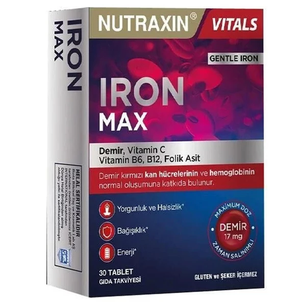 Nutraxin Iron Max Takviye Edici Gıda 30 Tablet ürün görseli 1
