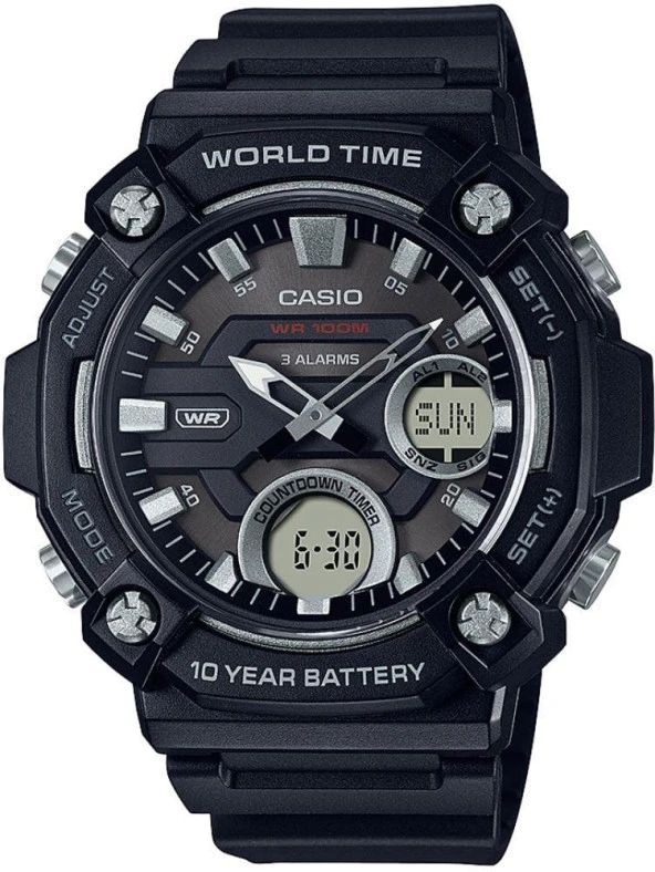 CASIO AEQ-120W-1AVDF ANALOG DİJİTAL SİLİKON ERKEK KOL SAATİ ürün görseli 1