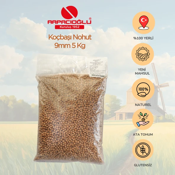 Arpacıoğlu %100 Yerli Türk Malı 9mm Koçbaşı Nohut 5kg ürün görseli 1