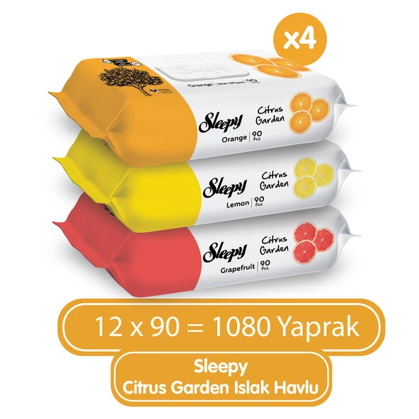 Sleepy Citrus Garden Islak Bebek Havlusu 12x90 (1080 Yaprak) ürün görseli 1