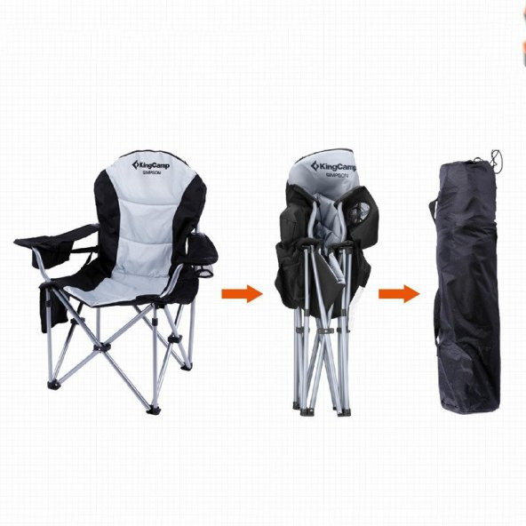 KingCamp DELUXE SANDALYE (SIYAH/GRI) - Resim 5