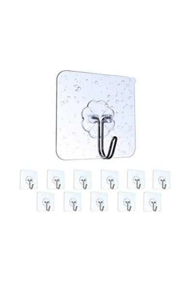 Askı Askılık 5 Adet Güçlü Şeffaf Duvar Askısı Askılığı Yapışkan Vantuz Kanca Mutfak Banyo Aksesuar ürün görseli 1