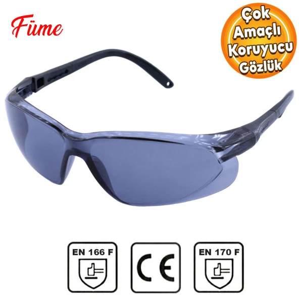 İş Güvenlik Gözlüğü UV Koruyucu Gözlük S900 Füme ürün görseli 1