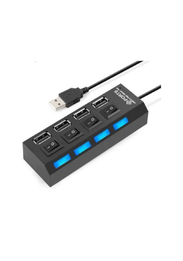 4 PORT USB 2.0 Çoklayıcı Hub Anahtarlı  JK-2.0HUB BK ürün görseli 1