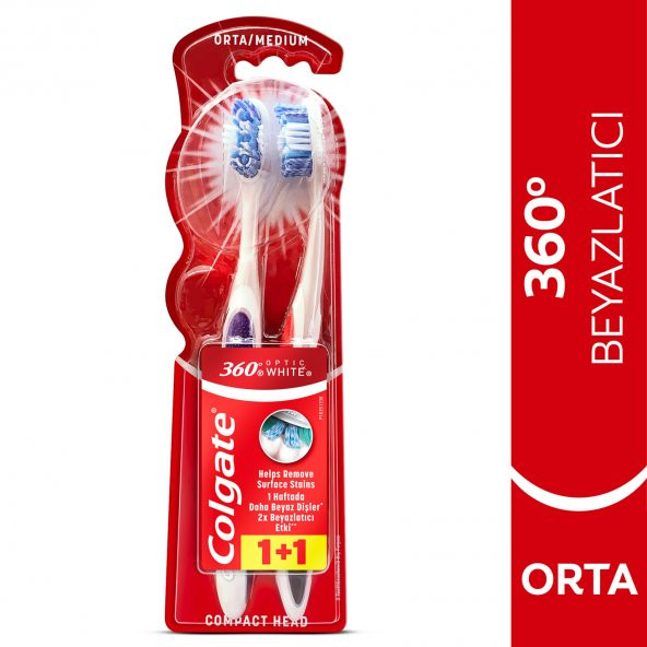Colgate 360 Optik Beyaz Beyazlatıcı Diş Fırçası 1+1 ürün görseli 1