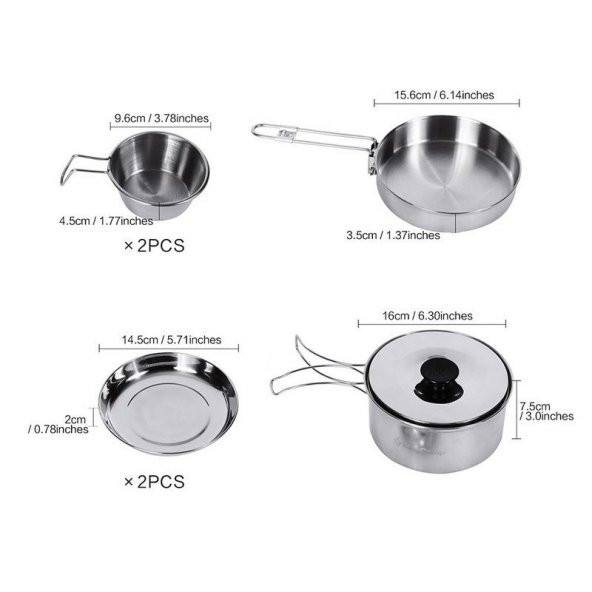 KingCamp BACKPACKER III SILVER YEMEK SET (2 KISI) - Resim 3