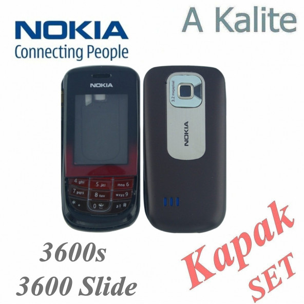 Nokia 3600s Kapak Nokia 3600 Slide uyumlu Siyah Renk Ön Kapak Arka Kapak Tuş Takımı ürün görseli 1