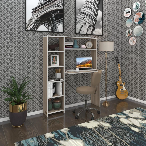 Kenzlife bilgisayar çalışma masası prost crd 140*100*20 kitaplık solda ofis sekreter laptop ürün görseli 1