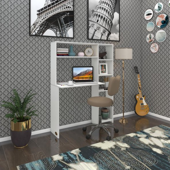 Kenzlife bilgisayar çalışma masası prost byz 140x100x20 kitaplık sağda ofis sekreter laptop ürün görseli 1