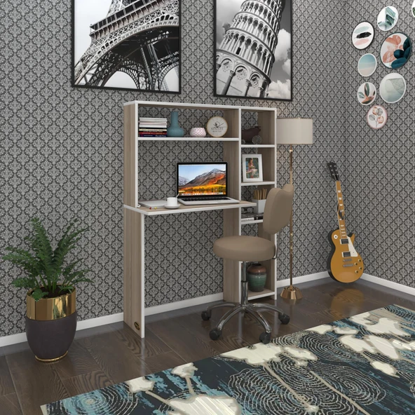 Kenzlife bilgisayar çalışma masası prost crd 140*100*20 kitaplık sağda ofis sekreter laptop ürün görseli 1