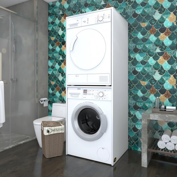 Kenzlife çamaşır-kurutma makinesi dolabı evgeniyamdf byz 180*70*60  100 mdf full mdf banyo çift katlı kapaksız arkalıksız ürün görseli 1
