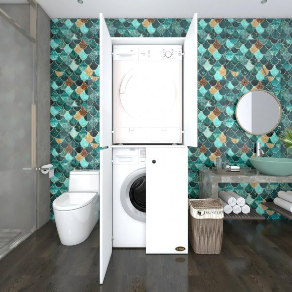 Kenzlife çamaşır-kurutma makinesi dolabı kapaklı jelenamdf byz 180*70*60  100 mdf full mdf banyo çift katlı arkalıksız ürün görseli 1