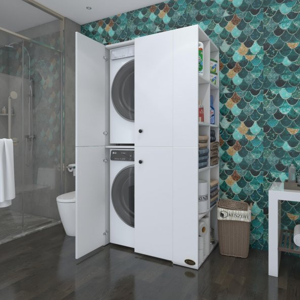 Kenzlife çamaşır-kurutma makinesi dolabı kapaklı fedyenkamdf byz 180*090*60  100 mdf full mdf banyo arkalıksız ürün görseli 1