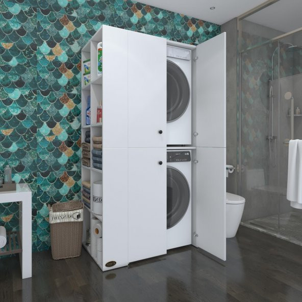 Kenzlife çamaşır-kurutma makinesi dolabı kapaklı fedyenkamdf sol byz 180*090*60  100 mdf full mdf banyo arkalıksız ürün görseli 1